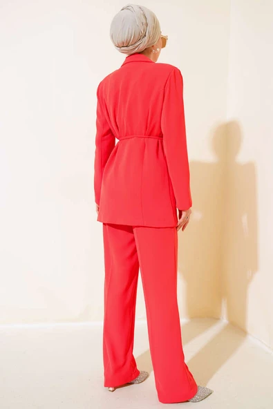 Krep Ceketli İkili Takım Alizarin - Resim 3