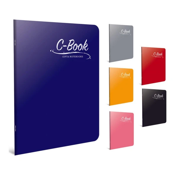 Gıpta C Book Dikişli Plastik Kapak Defter A4 80 Yaprak Kareli Okul Defteri (12 Li Paket)