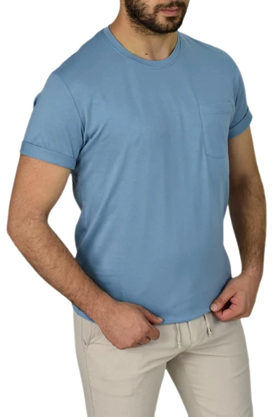 Erkek Sıfır Yaka Cepli Tişört 10400 BGL-ST03794 - Resim 11