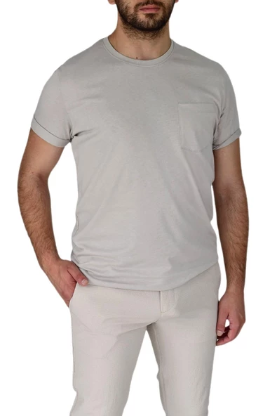 Erkek Sıfır Yaka Cepli Tişört 10400 BGL-ST03794 - Resim 4