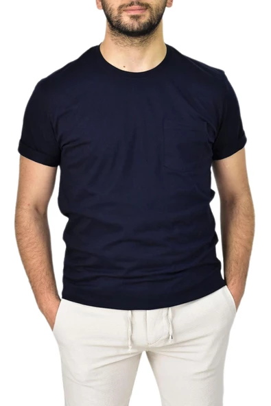 Erkek Sıfır Yaka Cepli Tişört 10400 BGL-ST03794 - Resim 3