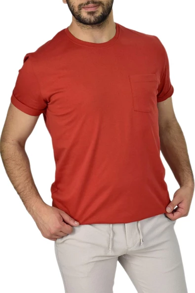 Erkek Sıfır Yaka Cepli Tişört 10400 BGL-ST03794 - Resim 6