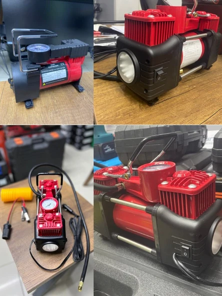 Çift Silindirli Lastik Şişirme Oto Kamyon 12V 150 PSI Ağır Hizmet Tipi Çantalı Hava Kompresörü - 3