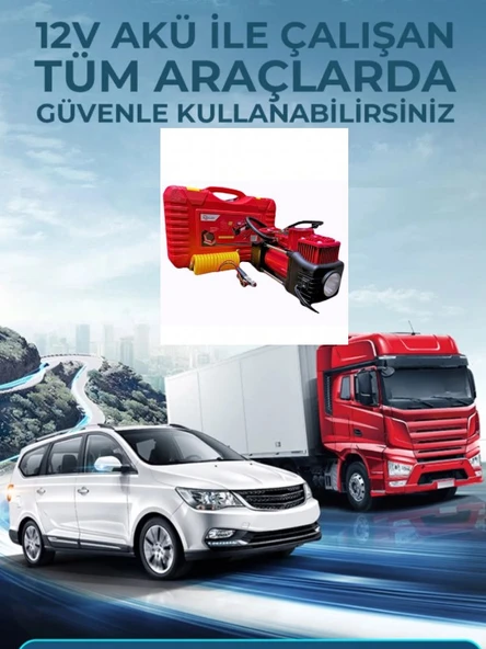 Çift Silindirli Lastik Şişirme Oto Kamyon 12V 150 PSI Ağır Hizmet Tipi Çantalı Hava Kompresörü - 2