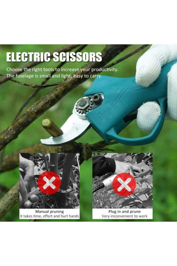 Profesyonel Çift Akülü Kömürsüz Motor Dijital Emniyetli Akülü Dal Kesme Makası - 2