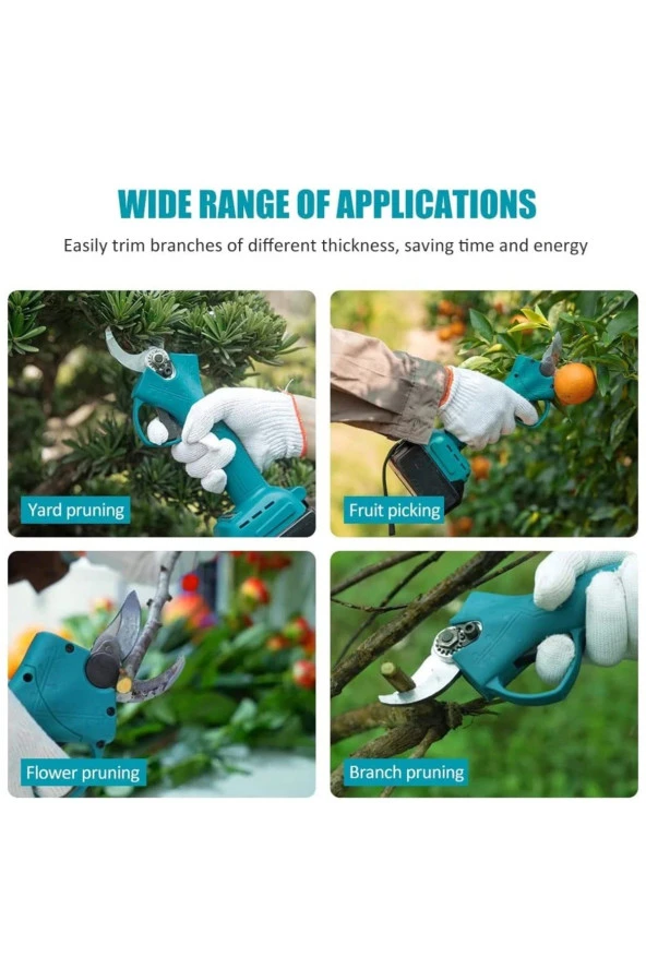 Profesyonel Çift Akülü Kömürsüz Motor Dijital Emniyetli Akülü Dal Kesme Makası - 4