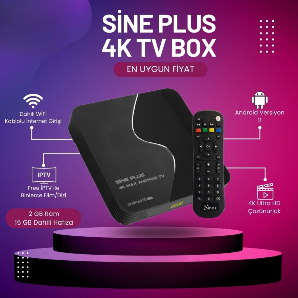 Sine Plus 4k Max 2gb Ram 16gb Hafıza Android 11 4k Uhd Medya Player