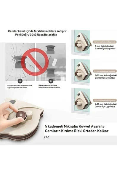 HANSEL Ayarlanabilir Mıknatıslı Çift Cam Pencere Silme Aparatı 3-30 Mm - 5