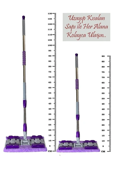 Teleskopik Saplı Mop Istediğin Bezi Tak Kullan Saplı + Yedek Bez - 3