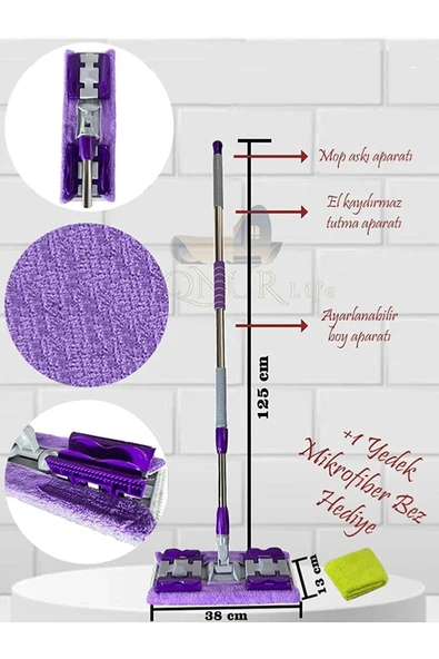 Teleskopik Saplı Mop Istediğin Bezi Tak Kullan Saplı + Yedek Bez - 2