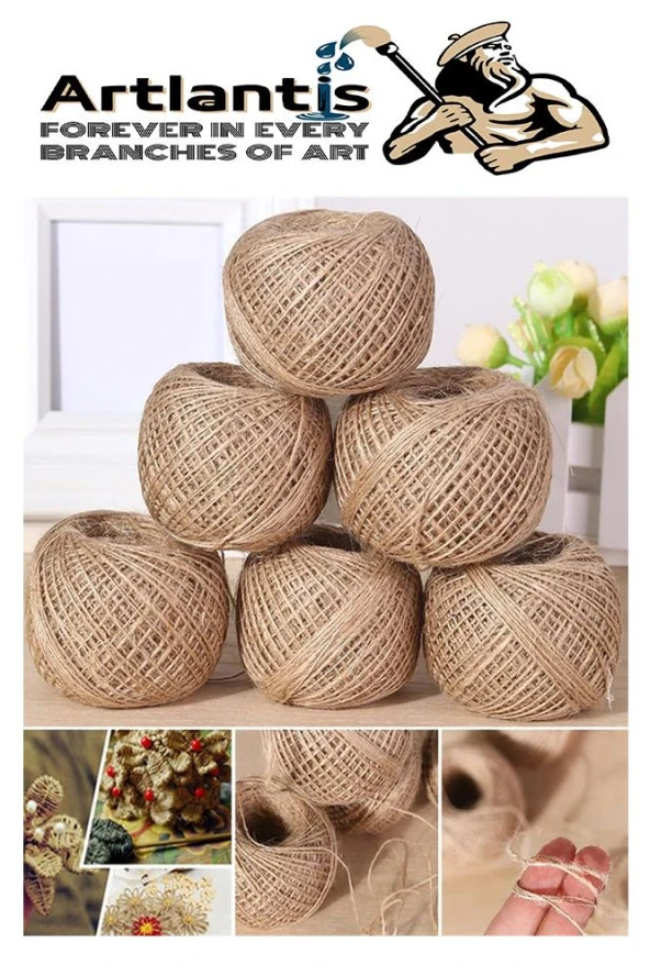 Jüt İpi Kırnap 100 Metre 1 Adet Mumlu Kırnap İplik Jüt İp Kendir İp Süs Naturel Doğal İplik Hasır İplik Çuval İp - 4