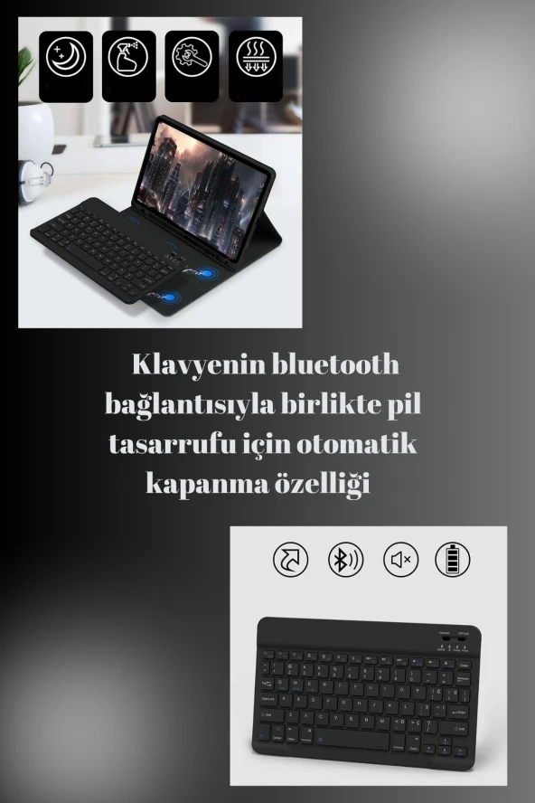Qpen Samsung Galaxy X800 Tab S8 Plus Uyumlu 12.4 inç Klavyeli Tablet Kılıf - Resim 3