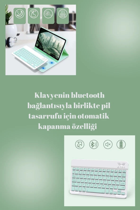 Qpen Samsung Galaxy X800 Tab S8 Plus Uyumlu 12.4 inç Klavyeli Tablet Kılıf - Resim 9