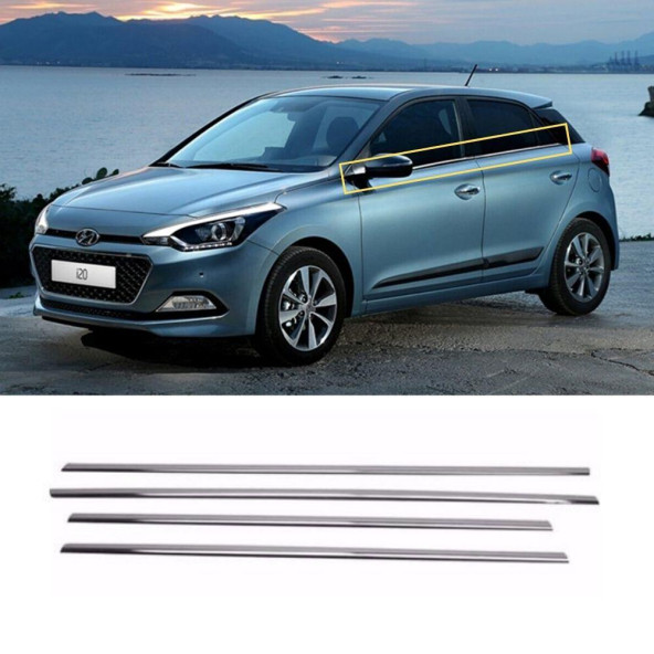 Hyundai İ20 Krom Cam Çıtası 2015-2020 (4 Parça) Paslanmaz Çelik