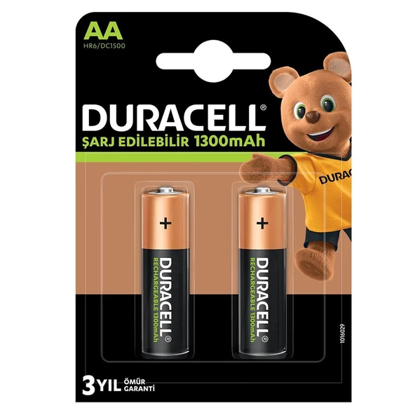 Duracell Şarj Edilebilir Pil 2'Li AA 1300 mAh