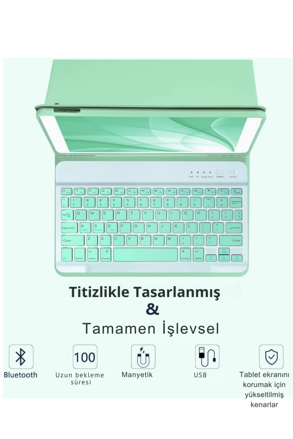 Qpen iPad 10.2 inç (7.nesil) Uyumlu Klavyeli Tablet Kılıfı - Resim 3