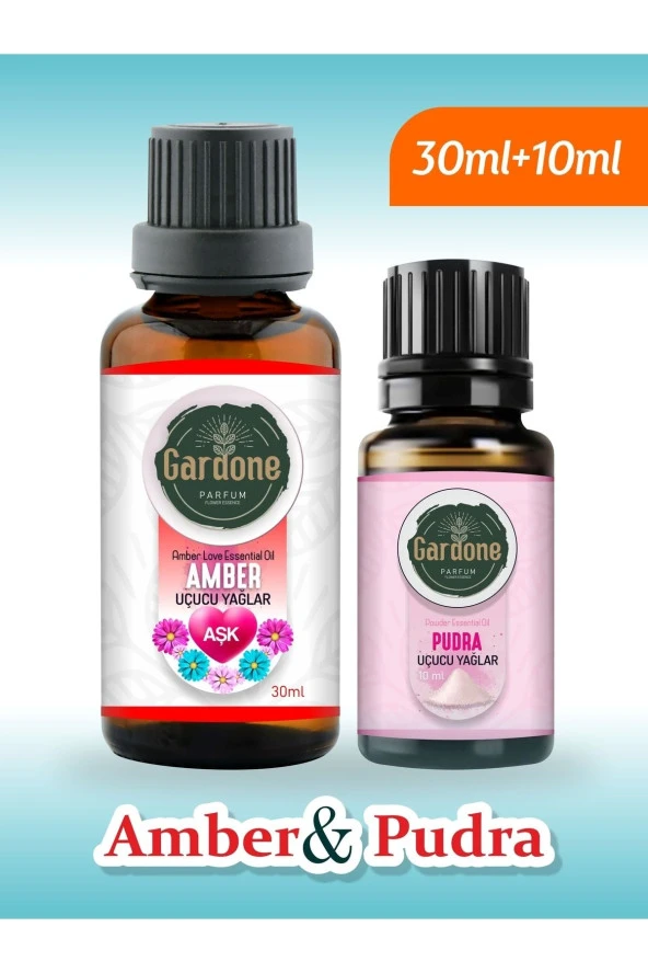 Amber 30 ml + Pudra 10 ml (Oda Kokusu Aroma Terapi Buhurdanlık/Difüzör Yağı) Set 2 Adet