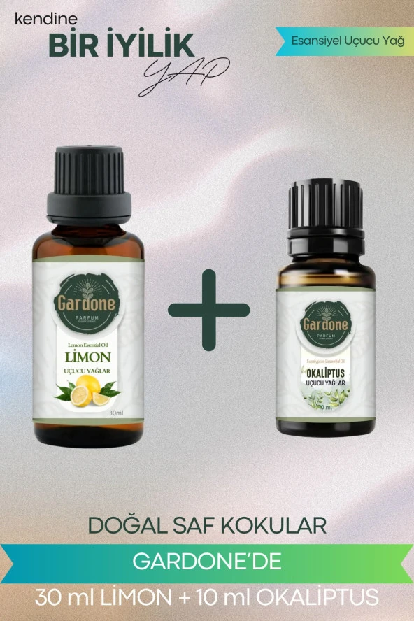 Limon 30 ml + Okaliptus 10 ml (Oda Kokusu Aroma Terapi Buhurdanlık/Difüzör Yağı) Set 2 Adet
