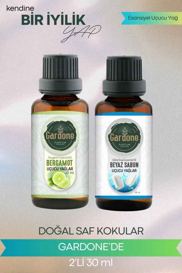 Bergamot + Beyaz sabun (Oda Kokusu Aroma Terapi Buhurdanlık/Difüzör Yağı) Set 2 Adet x 30 ml