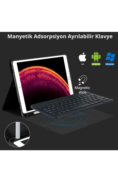 Qpen iPad Pro 2022 12.9 inç  Uyumlu Klavyeli Tablet Kılıf - Resim 2