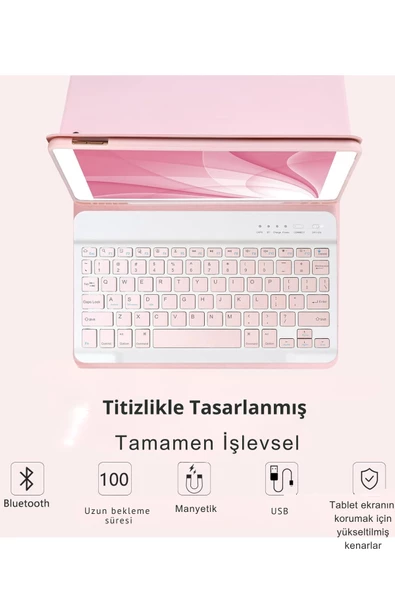Qpen iPad Pro 2022 12.9 inç  Uyumlu Klavyeli Tablet Kılıf - Resim 8
