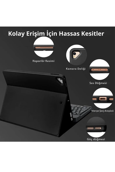 Qpen iPad Pro 2022 12.9 inç  Uyumlu Klavyeli Tablet Kılıf - Resim 4
