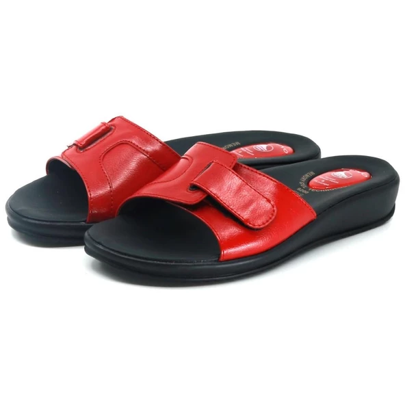 Ceyo 9200-12 Hafızalı Jelli Taban  Kadın Terlik Kırmızı - 2