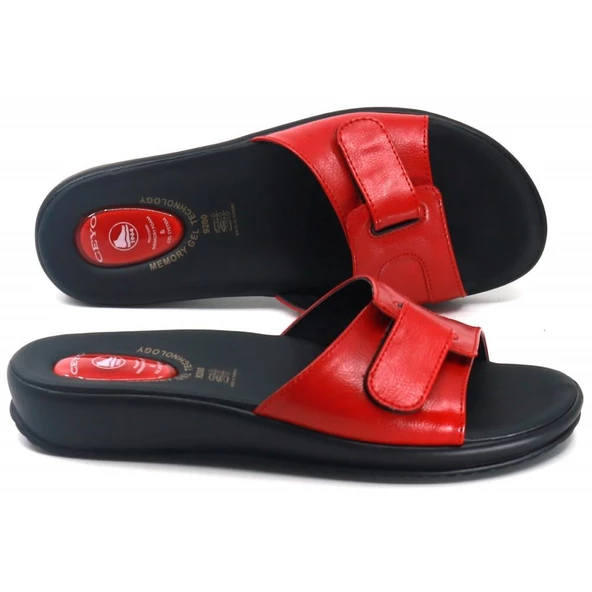 Ceyo 9200-12 Hafızalı Jelli Taban  Kadın Terlik Kırmızı - 3