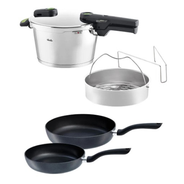 Fissler Vitaquick Green Point 4,5 Litre Düdüklü Tencere + Tava Set