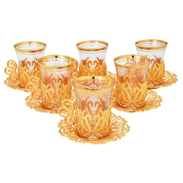 6'LI OSMANLI ÇAY SETİ SARI