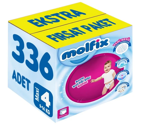Molfix Külot Bebek Bezi Beden:4 (9-14KG) Maxi 336 Adet Ekstra Fırsat Pk ürün görseli