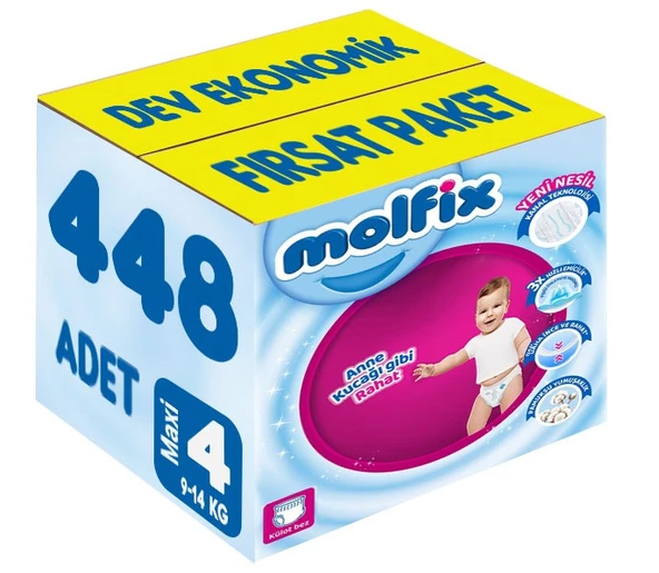 Molfix Külot Bebek Bezi Beden:4 (9-14KG) Maxi 448 Adet Dev Ekonomik Fırsat Pk ürün görseli