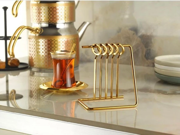 OSLO 6'LI ASKILI ÇAY KAŞIĞI ALTIN