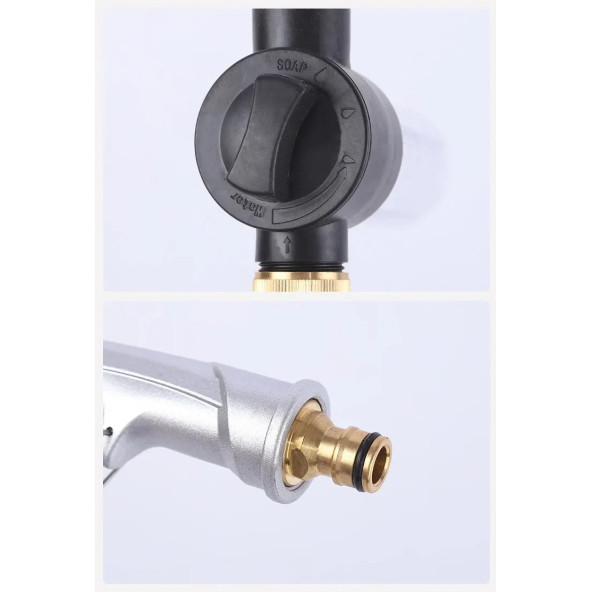 TechTic Metal Yüksek Basınçlı Ayarlanabilir Köpük Hazneli Su Tabancası Bahçe Oto Bahçe Yıkama - 6