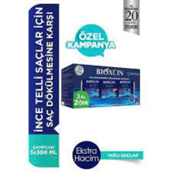 Bioxcin Quantum Yağlı Saçlar için Şampuan 3 x 300 ML - 1