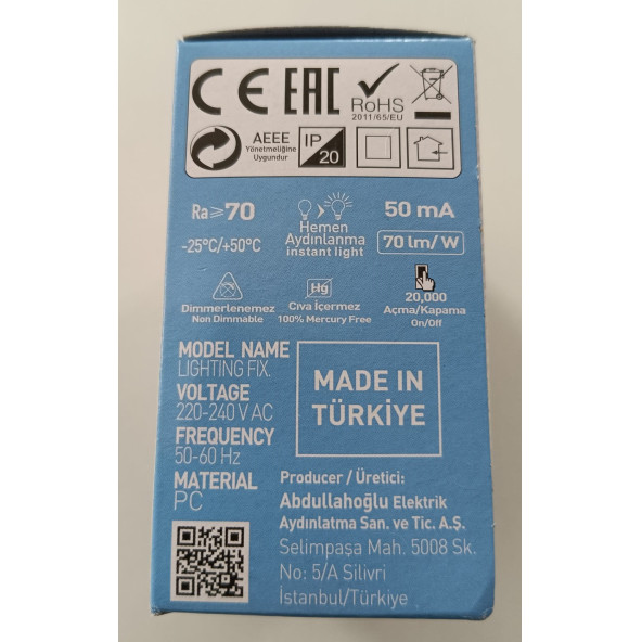 ACK 5W SIVA ALTI LED PANEL - 6