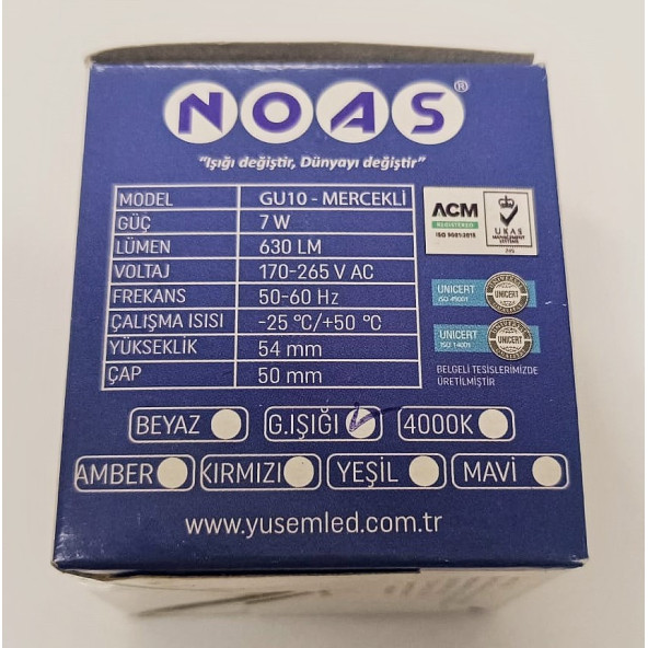 NOAS 7W GU10 DUYLU MERCEKLİ LED AMPUL (Gün Işığı) - 6