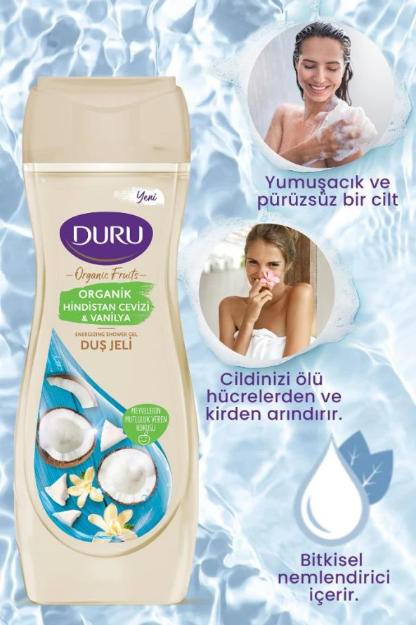 Duru Organik Fruits Hindistan Cevizi ve Vanilya Duş jeli 450 ML - Resim 2