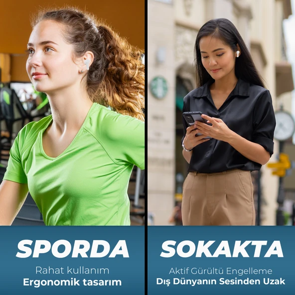 HZL ECHO Kulak içi Surround IPX7 Extra Bass Üstün Mikrofonlu TWS Apple / Android Bluetooth Kulaklık - Resim 5