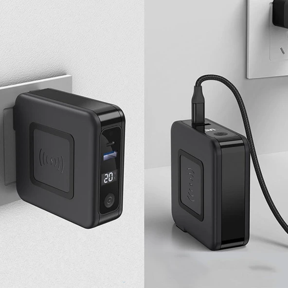 HZL Priz Başlıklı 10,000 mAh Kablosuz Şarj Destekli Powerbank Adaptor - 6