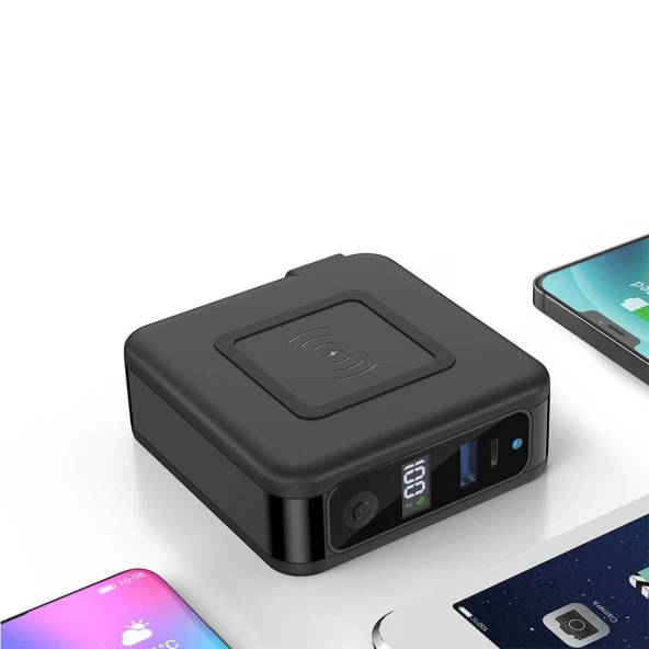 HZL Priz Başlıklı 10,000 mAh Kablosuz Şarj Destekli Powerbank Adaptor - 4