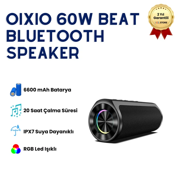 HZL BEAT 60W Su Geçirmez ipx7 Bluetooth AUX Sd Card Usb Yüksek Ses Kaliteli Hoparlör RGB Speaker ürün görseli 1
