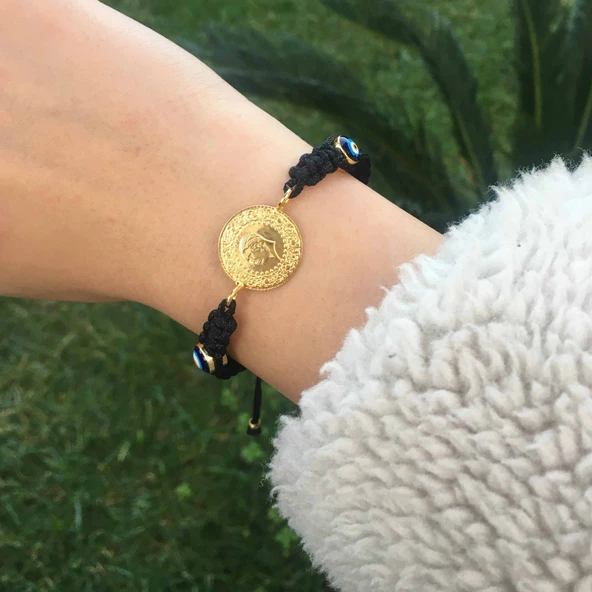 Altın Kaplama İpli Çeyrek Altın Bileklik BLK-187 - Resim 2