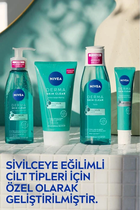 NIVEA Derma Skin Clear Niasinamid Yüz Temizleme Jeli 150ml Ve Tonik, Sivilce Karşıtı, - 3