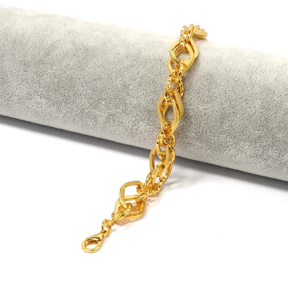 Samanyolu Bileklik 22 Ayar Altın Kaplama Lazerli Zincir Model BLK-495 ürün görseli