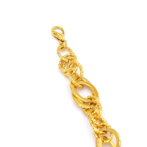 Samanyolu Bileklik 22 Ayar Altın Kaplama Lazerli Zincir Model BLK-495 - Resim 5