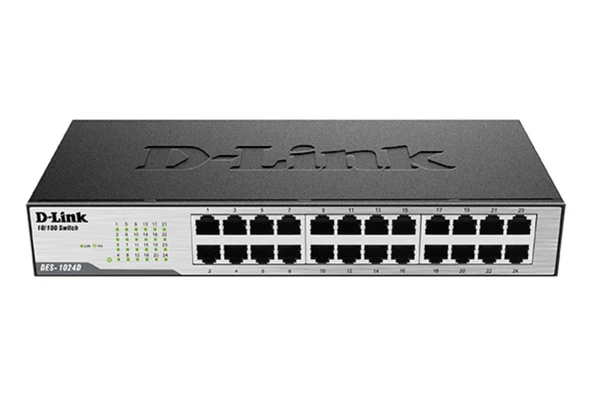 D-Link DES-1024D 24 Port 10/100 Metal Kasa Ethernet Switch - 1