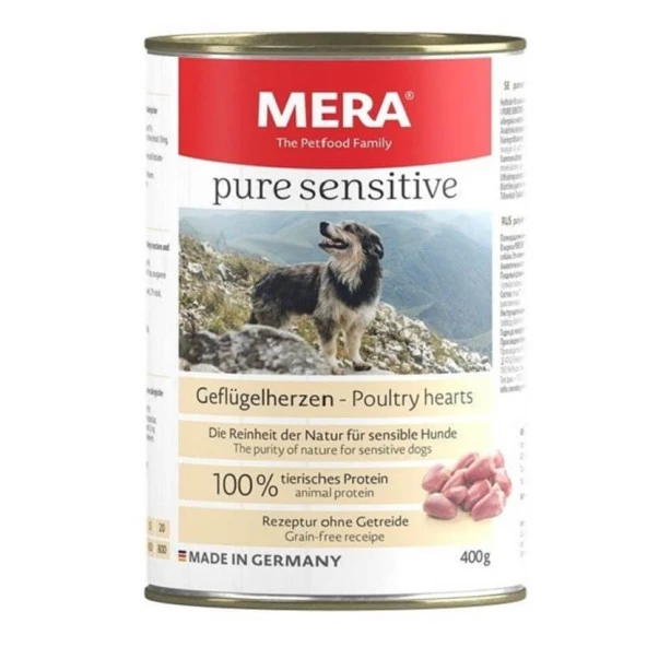 Mera Pure Sensitive Tahılsız Tavuk Yürek Etli Köpek Konserve Yaş Mama 400 Gr ürün görseli 1
