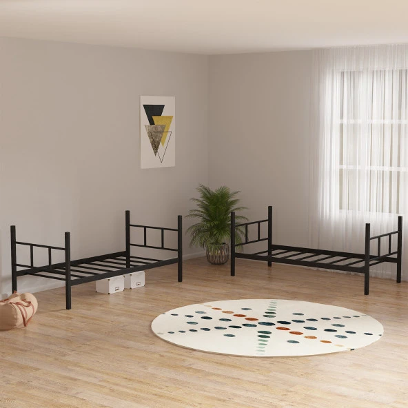 Mobpazar Ranza, Defne Ranza, Metal Ranza, Ayrılabilir, 90x190 Cm Siyah - 5