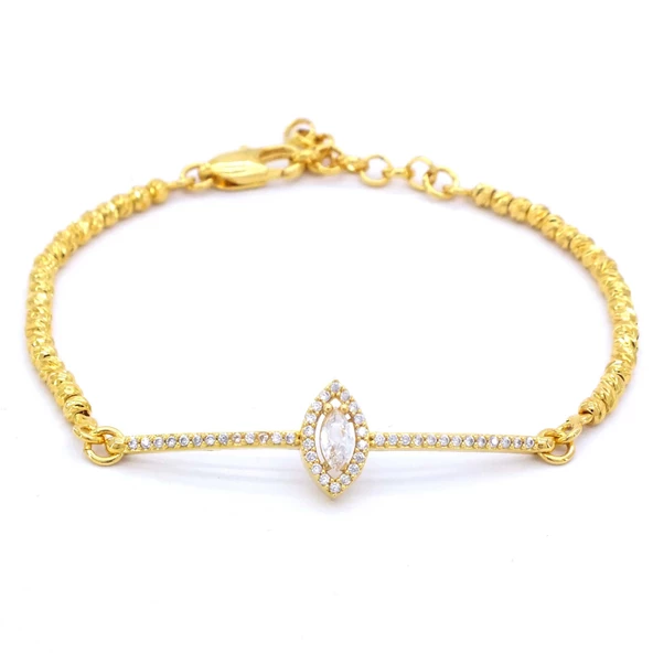 Altın Kaplama Dikdörtgen Detaylı Su Yolu Dorika Bileklik BLK-419 - Resim 3